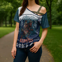 Gruss vom Krampus Christmas Cross Shoulder Shirt Creepy Xmas Devil - Wonder Print Shop