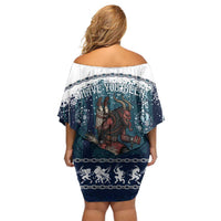 Gruss vom Krampus Christmas Family Matching Off Shoulder Short Dress and Hawaiian Shirt Creepy Xmas Devil - Wonder Print Shop