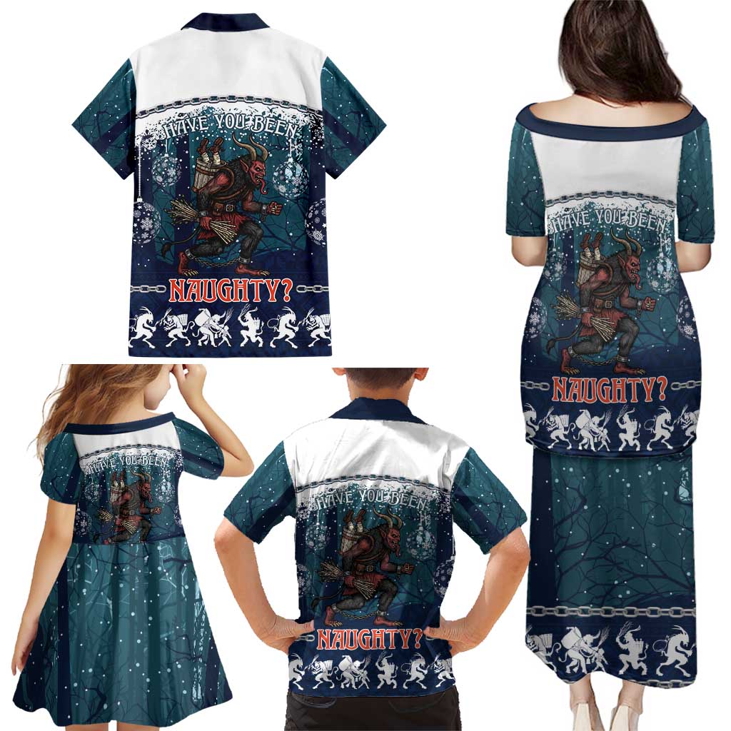 Gruss vom Krampus Christmas Family Matching Puletasi and Hawaiian Shirt Creepy Xmas Devil - Wonder Print Shop