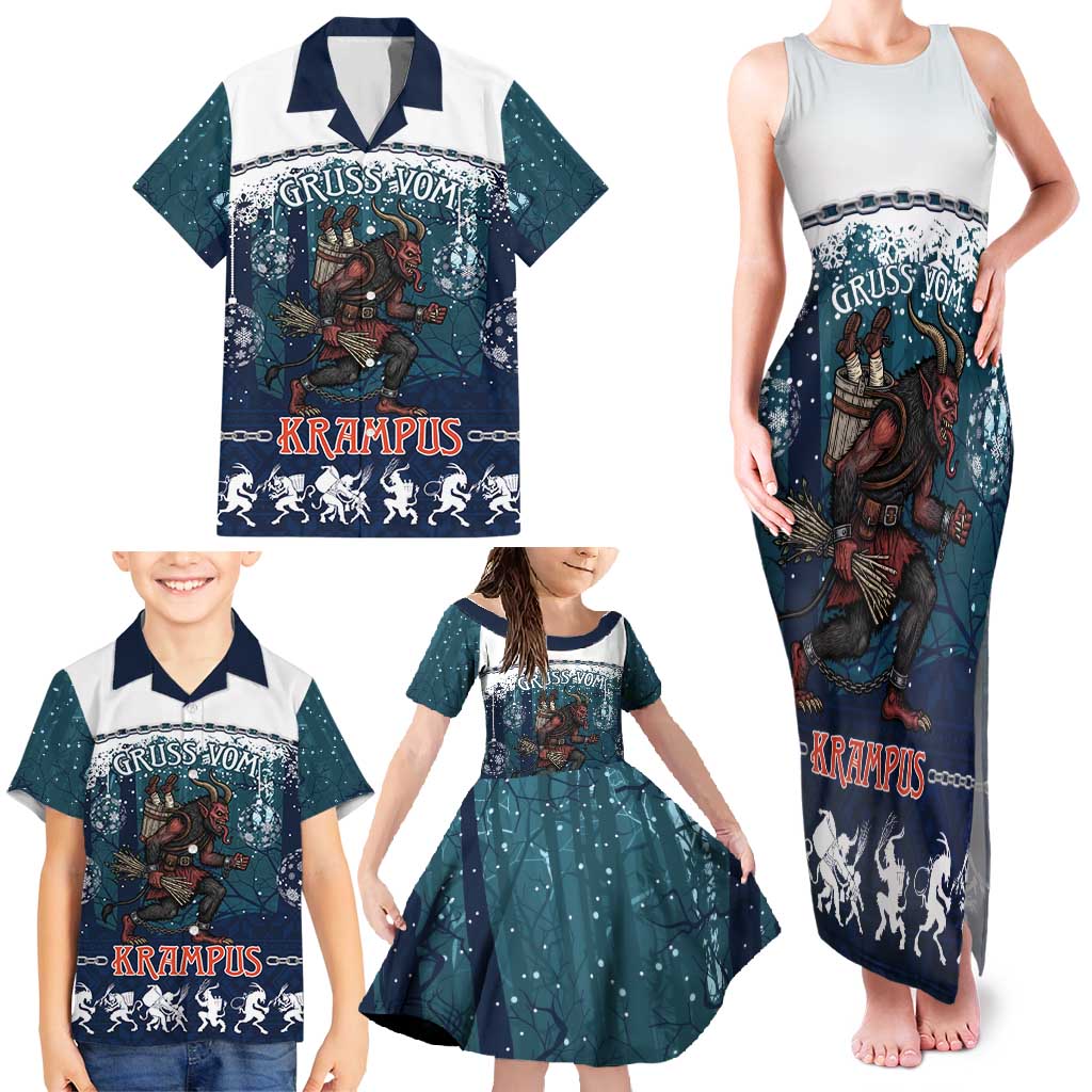 Gruss vom Krampus Christmas Family Matching Tank Maxi Dress and Hawaiian Shirt Creepy Xmas Devil - Wonder Print Shop