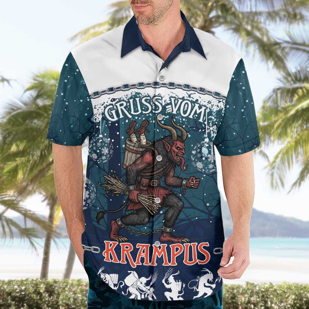 Gruss vom Krampus Christmas Hawaiian Shirt Creepy Xmas Devil - Wonder Print Shop