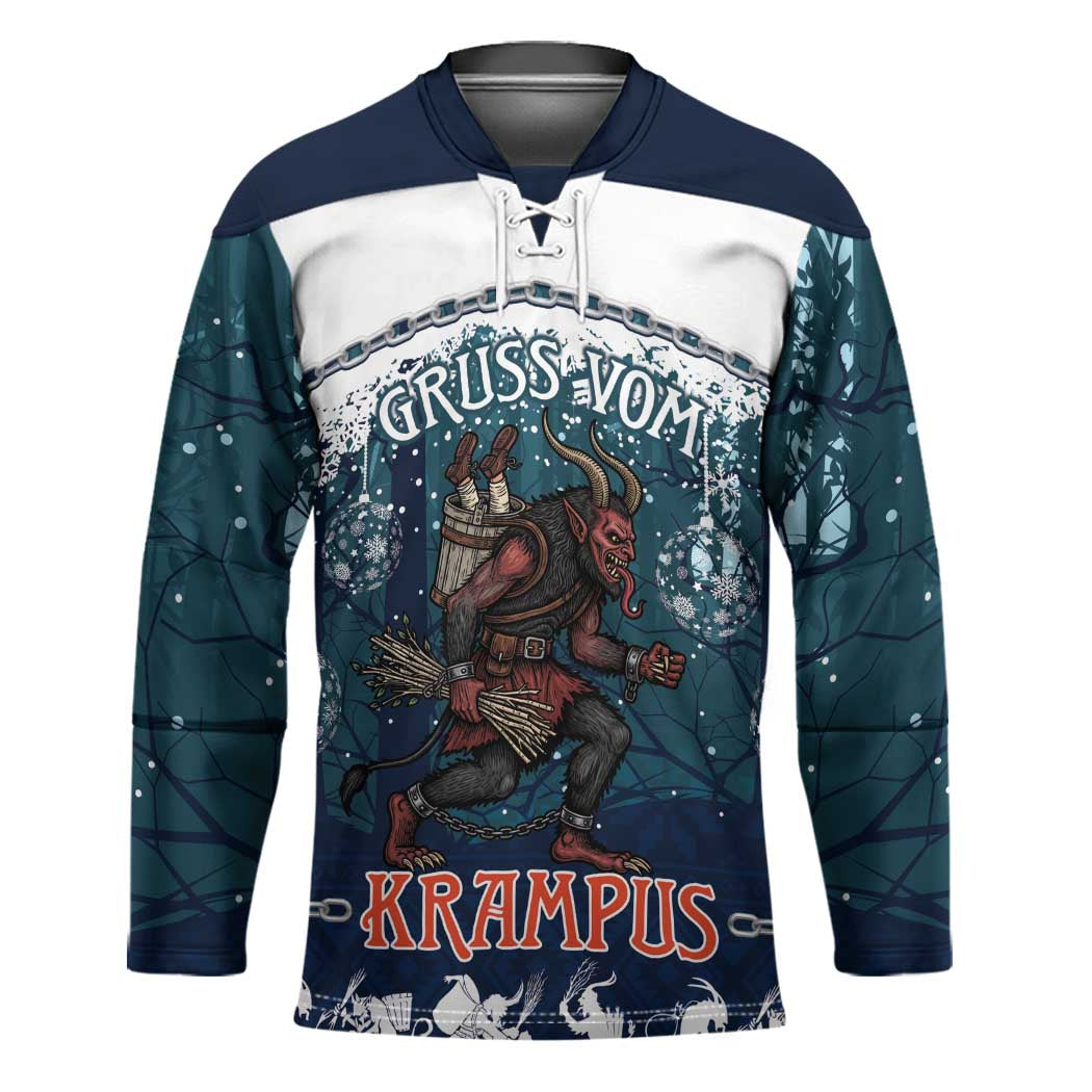 Gruss vom Krampus Christmas Hockey Jersey Creepy Xmas Devil - Wonder Print Shop