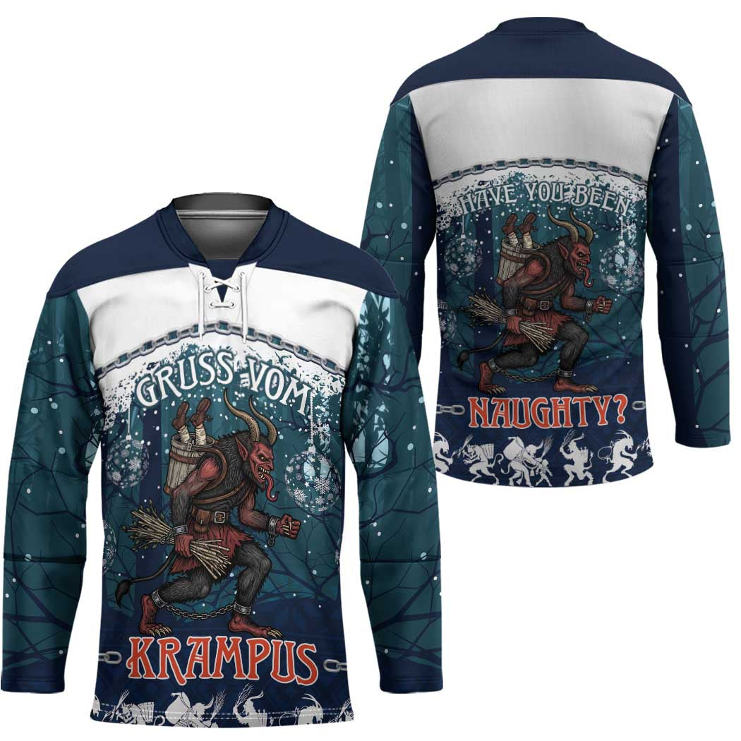Gruss vom Krampus Christmas Hockey Jersey Creepy Xmas Devil - Wonder Print Shop