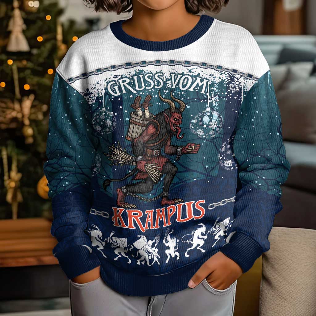 Gruss vom Krampus Christmas Kid Ugly Christmas Sweater Creepy Xmas Devil - Wonder Print Shop
