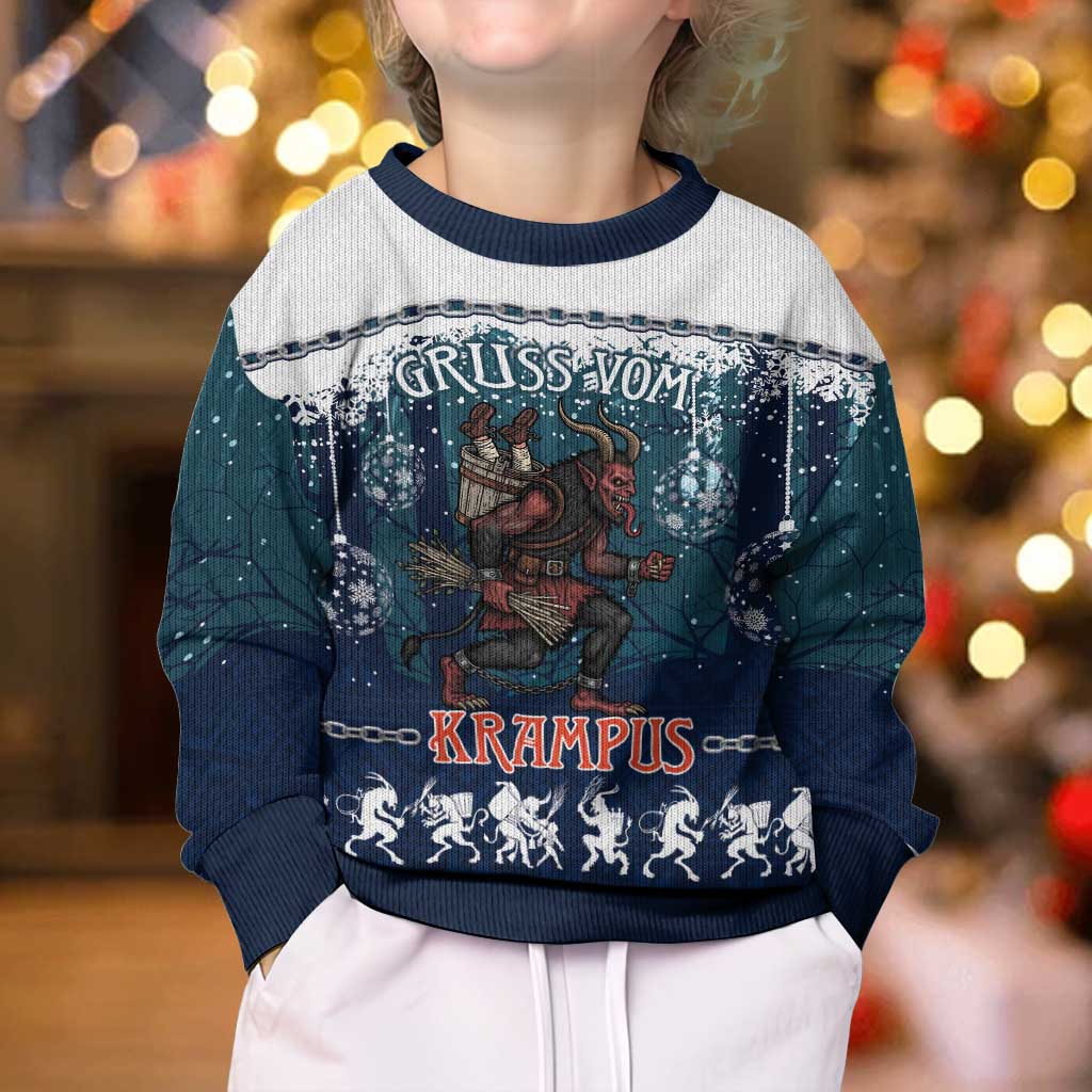 Gruss vom Krampus Christmas Kid Ugly Christmas Sweater Creepy Xmas Devil - Wonder Print Shop