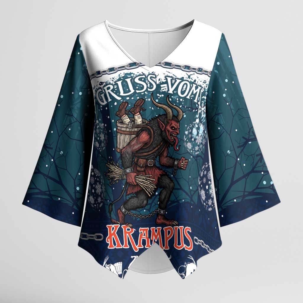 Gruss vom Krampus Christmas Kimono Sleeve Blouse Creepy Xmas Devil - Wonder Print Shop