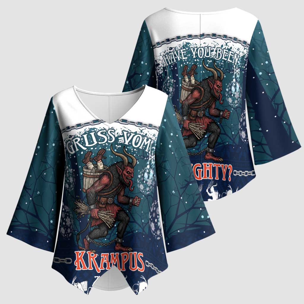 Gruss vom Krampus Christmas Kimono Sleeve Blouse Creepy Xmas Devil - Wonder Print Shop