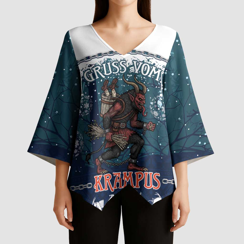 Gruss vom Krampus Christmas Kimono Sleeve Blouse Creepy Xmas Devil - Wonder Print Shop