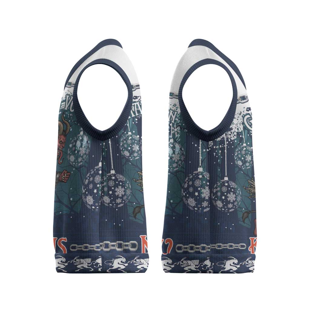 Gruss vom Krampus Christmas Knitted V-Neck Vest Creepy Xmas Devil - Wonder Print Shop