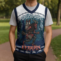 Gruss vom Krampus Christmas Knitted V-Neck Vest Creepy Xmas Devil - Wonder Print Shop