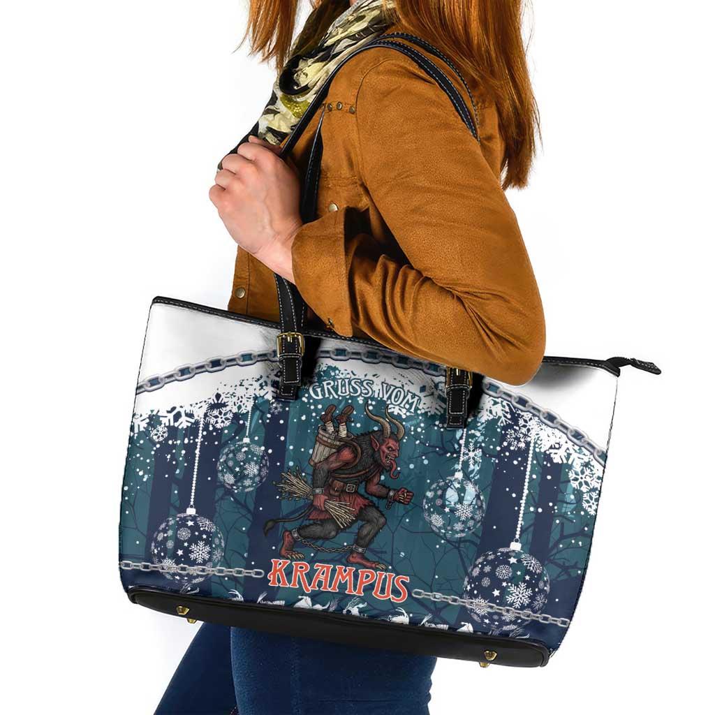 Gruss vom Krampus Christmas Leather Tote Bag Creepy Xmas Devil - Wonder Print Shop