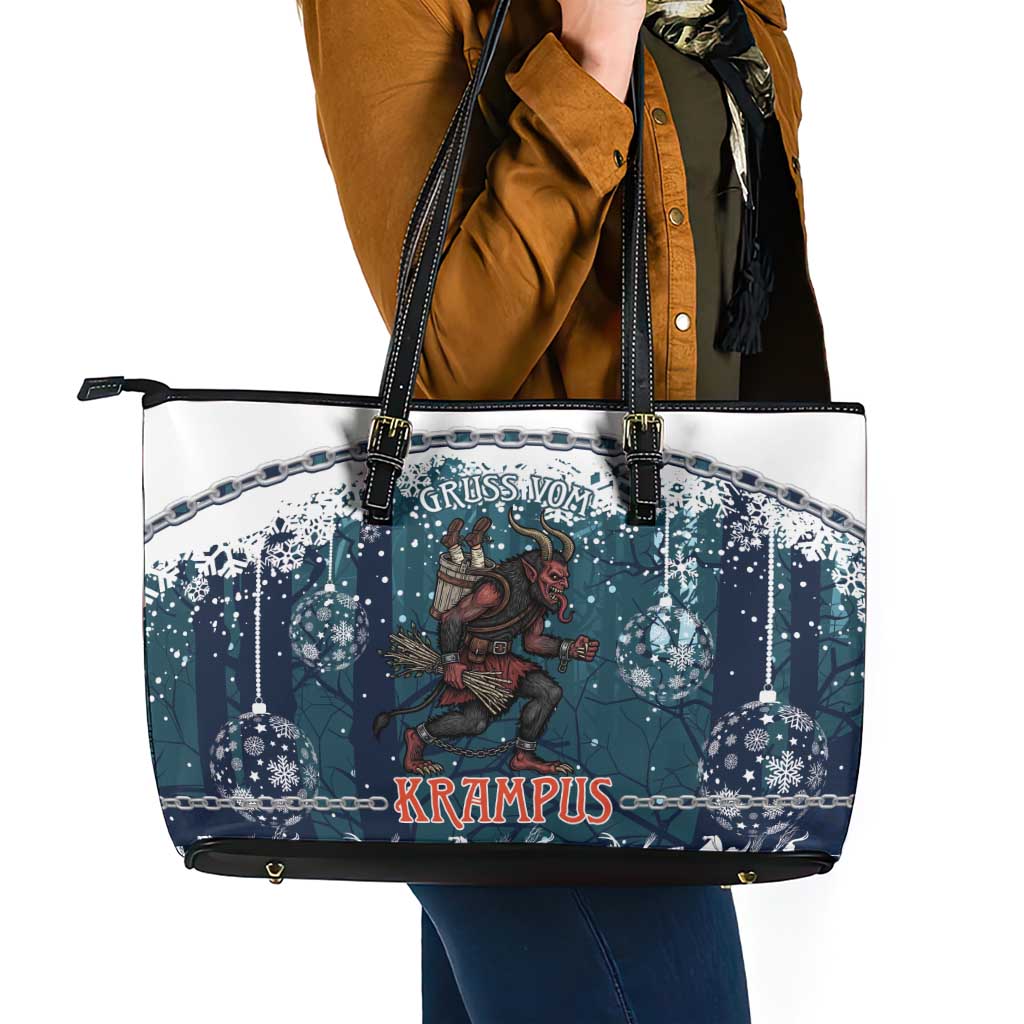 Gruss vom Krampus Christmas Leather Tote Bag Creepy Xmas Devil - Wonder Print Shop