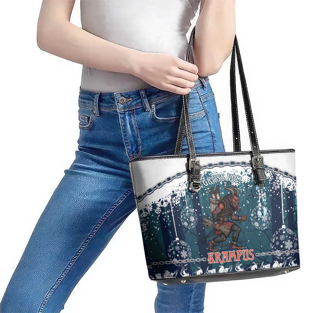 Gruss vom Krampus Christmas Leather Tote Bag Creepy Xmas Devil - Wonder Print Shop