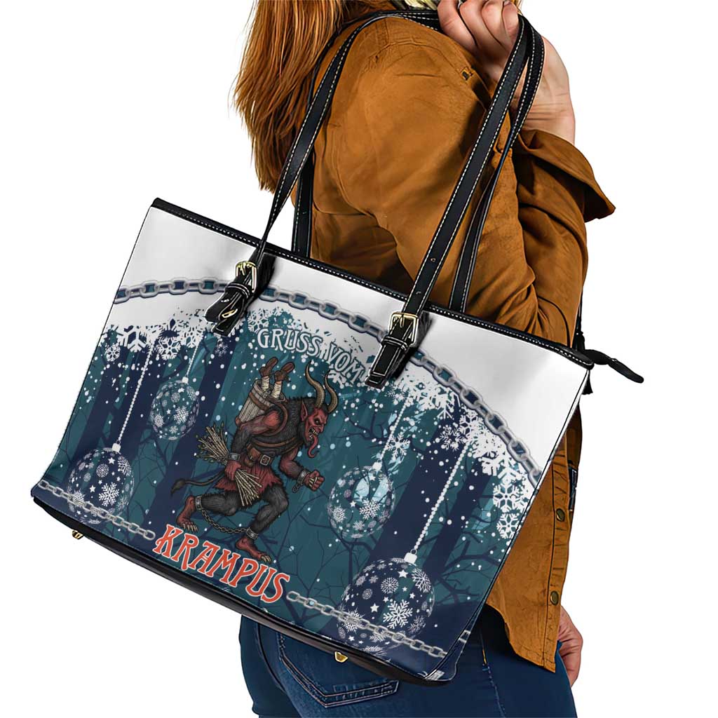Gruss vom Krampus Christmas Leather Tote Bag Creepy Xmas Devil - Wonder Print Shop