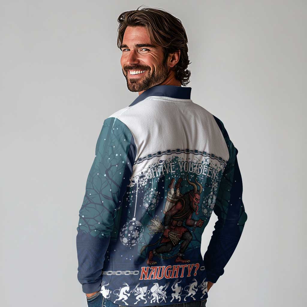 Gruss vom Krampus Christmas Long Sleeve Polo Shirt Creepy Xmas Devil - Wonder Print Shop