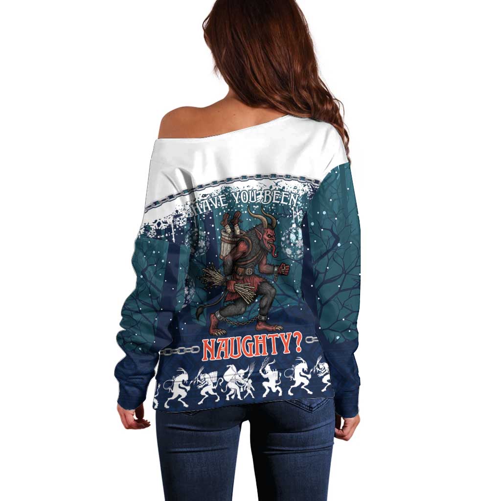 Gruss vom Krampus Christmas Off Shoulder Sweater Creepy Xmas Devil - Wonder Print Shop