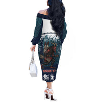 Gruss vom Krampus Christmas Off The Shoulder Long Sleeve Dress Creepy Xmas Devil - Wonder Print Shop