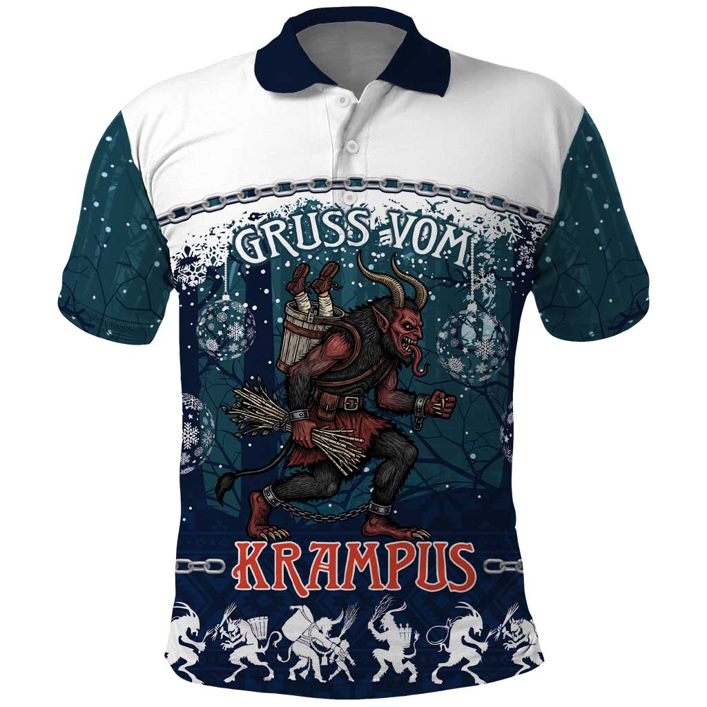 Gruss vom Krampus Christmas Polo Shirt Creepy Xmas Devil - Wonder Print Shop