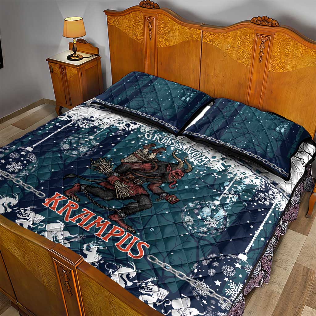 Gruss vom Krampus Christmas Quilt Bed Set Creepy Xmas Devil - Wonder Print Shop