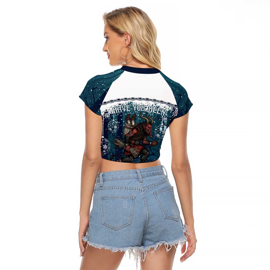 Gruss vom Krampus Christmas Raglan Cropped T Shirt Creepy Xmas Devil - Wonder Print Shop