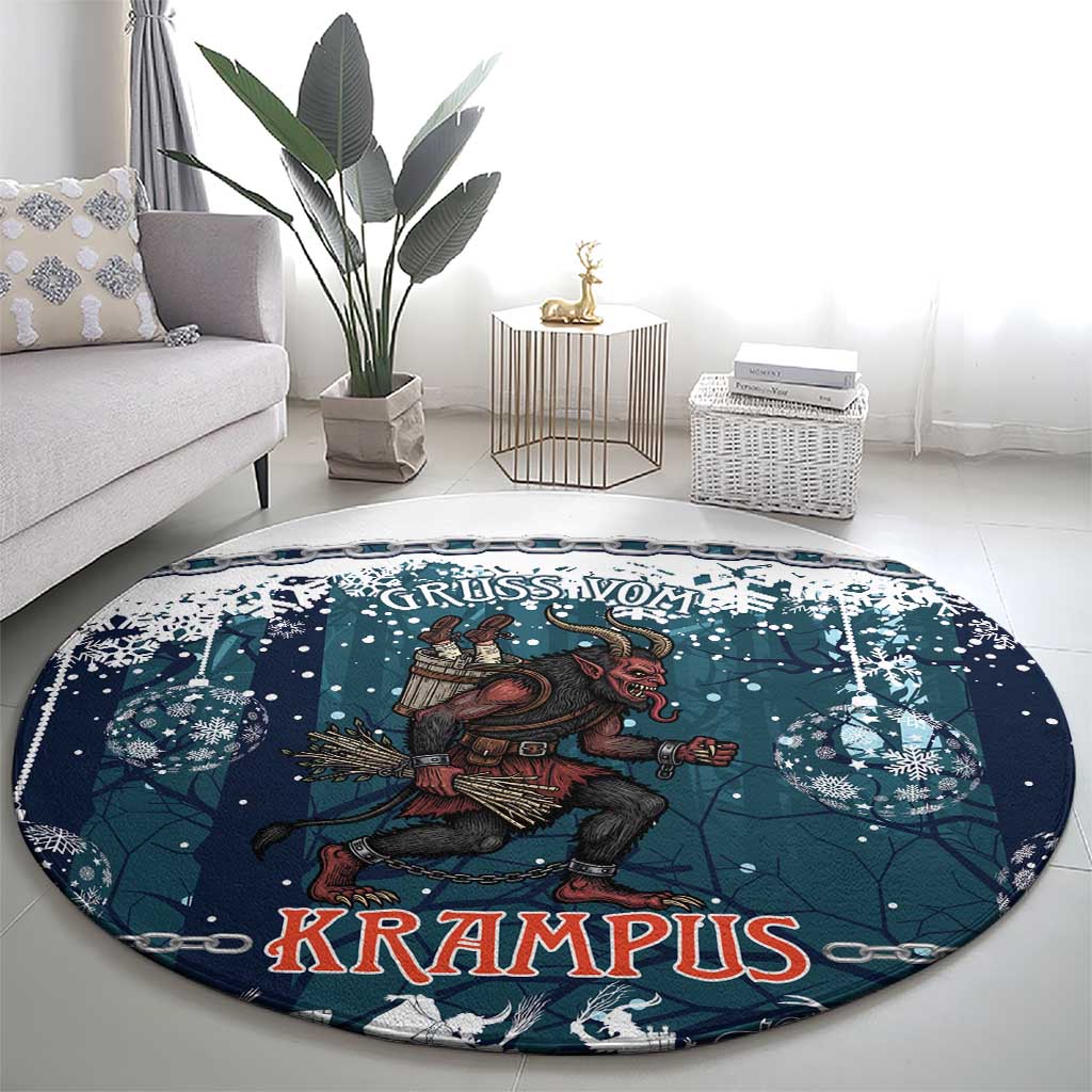 Gruss vom Krampus Christmas Round Carpet Creepy Xmas Devil - Wonder Print Shop