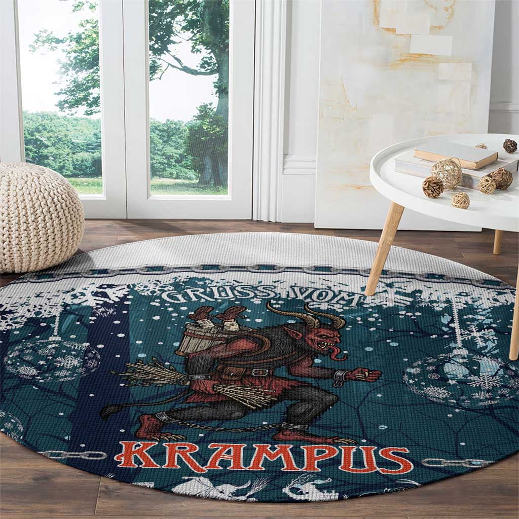 Gruss vom Krampus Christmas Round Carpet Creepy Xmas Devil - Wonder Print Shop