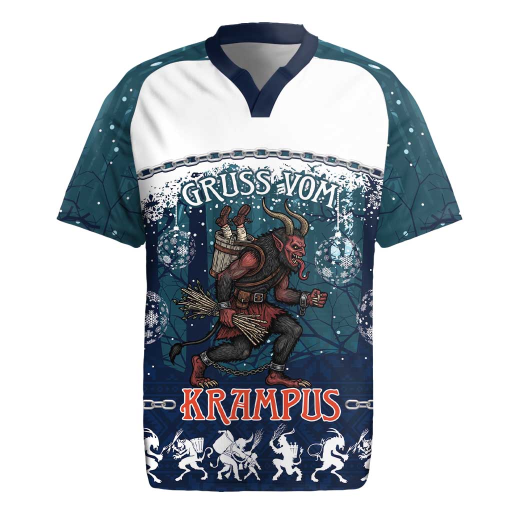 Gruss vom Krampus Christmas Rugby Jersey Creepy Xmas Devil - Wonder Print Shop