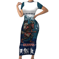 Gruss vom Krampus Christmas Short Sleeve Bodycon Dress Creepy Xmas Devil - Wonder Print Shop
