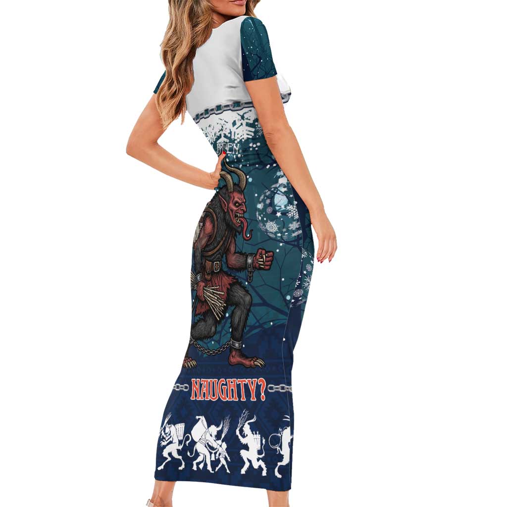 Gruss vom Krampus Christmas Short Sleeve Bodycon Dress Creepy Xmas Devil - Wonder Print Shop