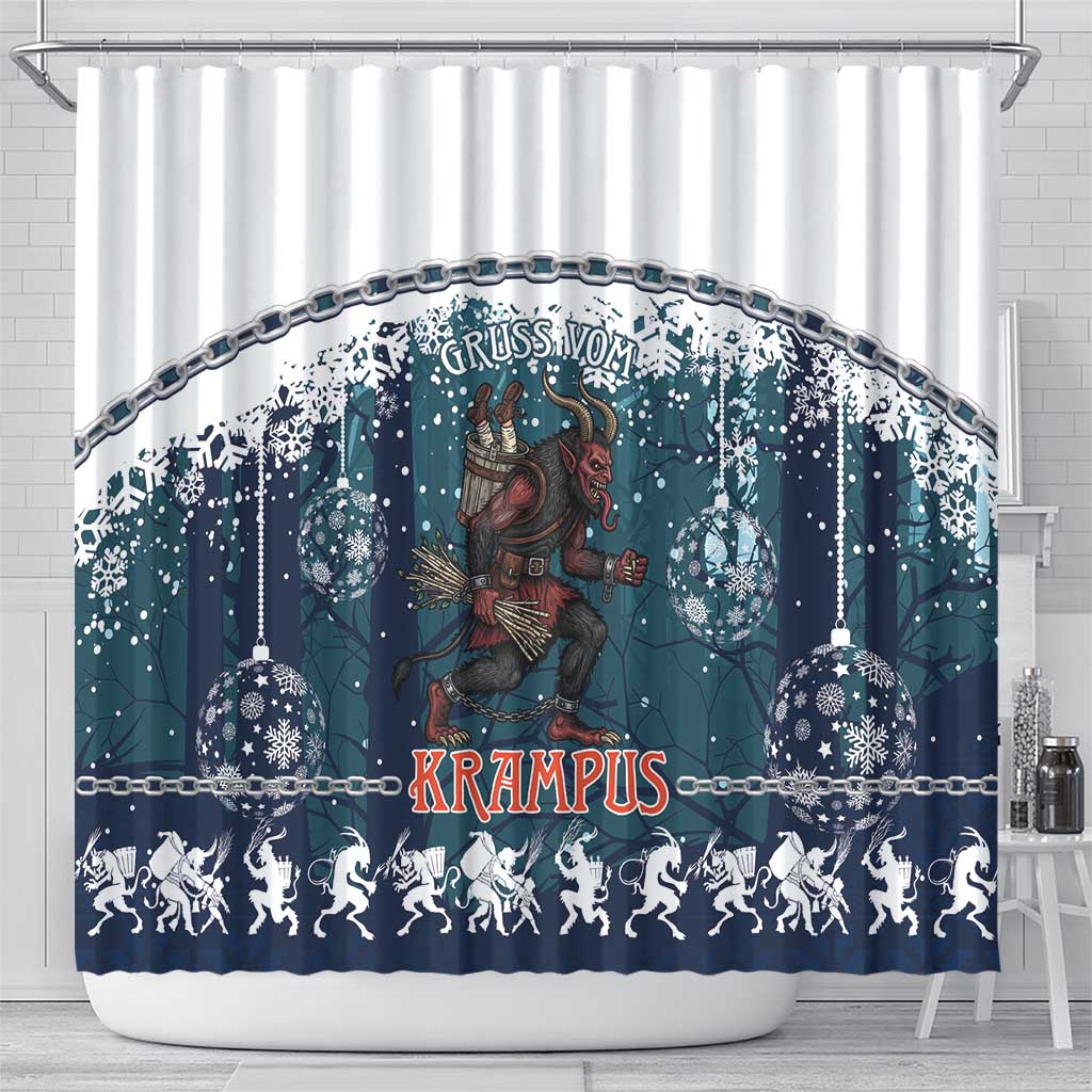 Gruss vom Krampus Christmas Shower Curtain Creepy Xmas Devil - Wonder Print Shop