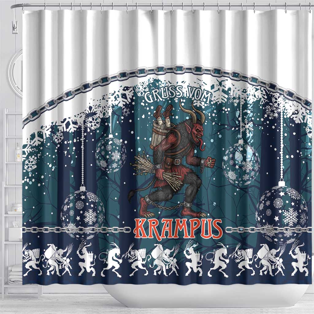Gruss vom Krampus Christmas Shower Curtain Creepy Xmas Devil - Wonder Print Shop