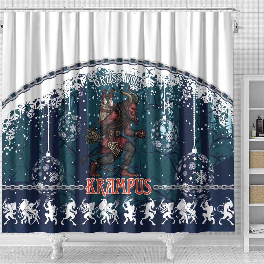 Gruss vom Krampus Christmas Shower Curtain Creepy Xmas Devil - Wonder Print Shop