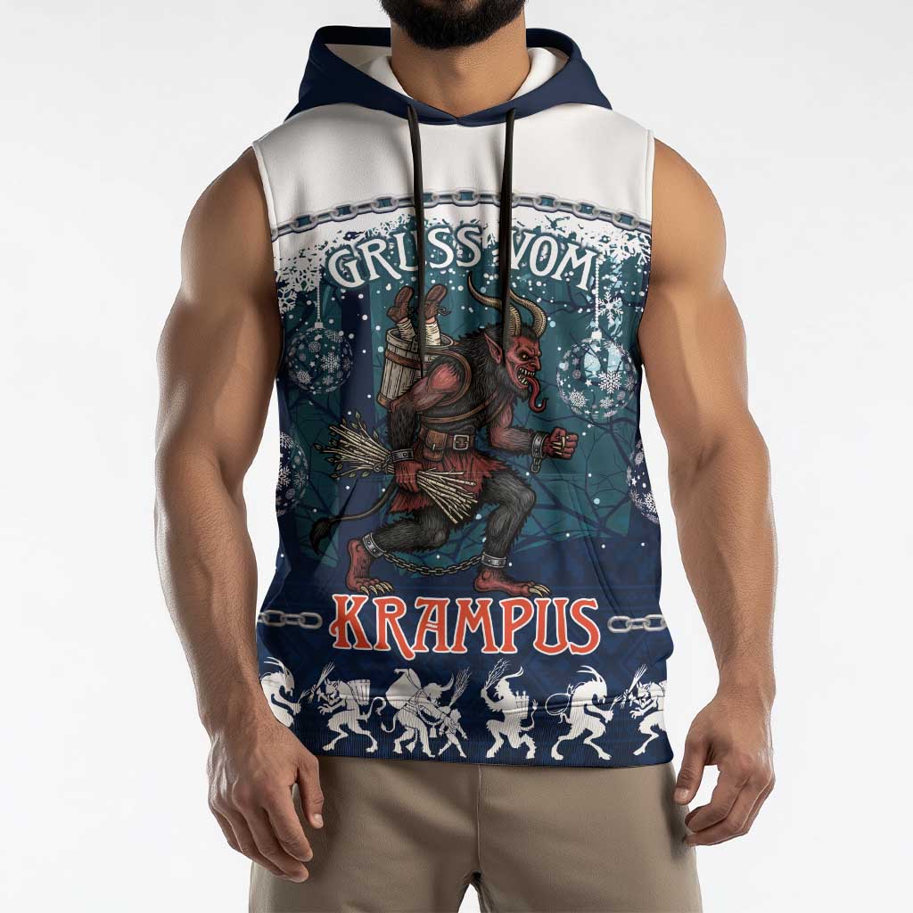 Gruss vom Krampus Christmas Sleeveless Hoodie Creepy Xmas Devil - Wonder Print Shop