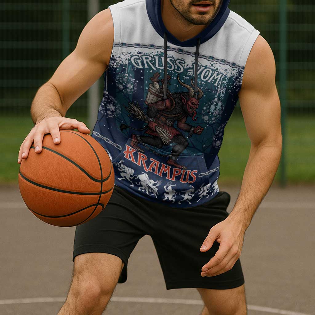 Gruss vom Krampus Christmas Sleeveless Hoodie Creepy Xmas Devil - Wonder Print Shop