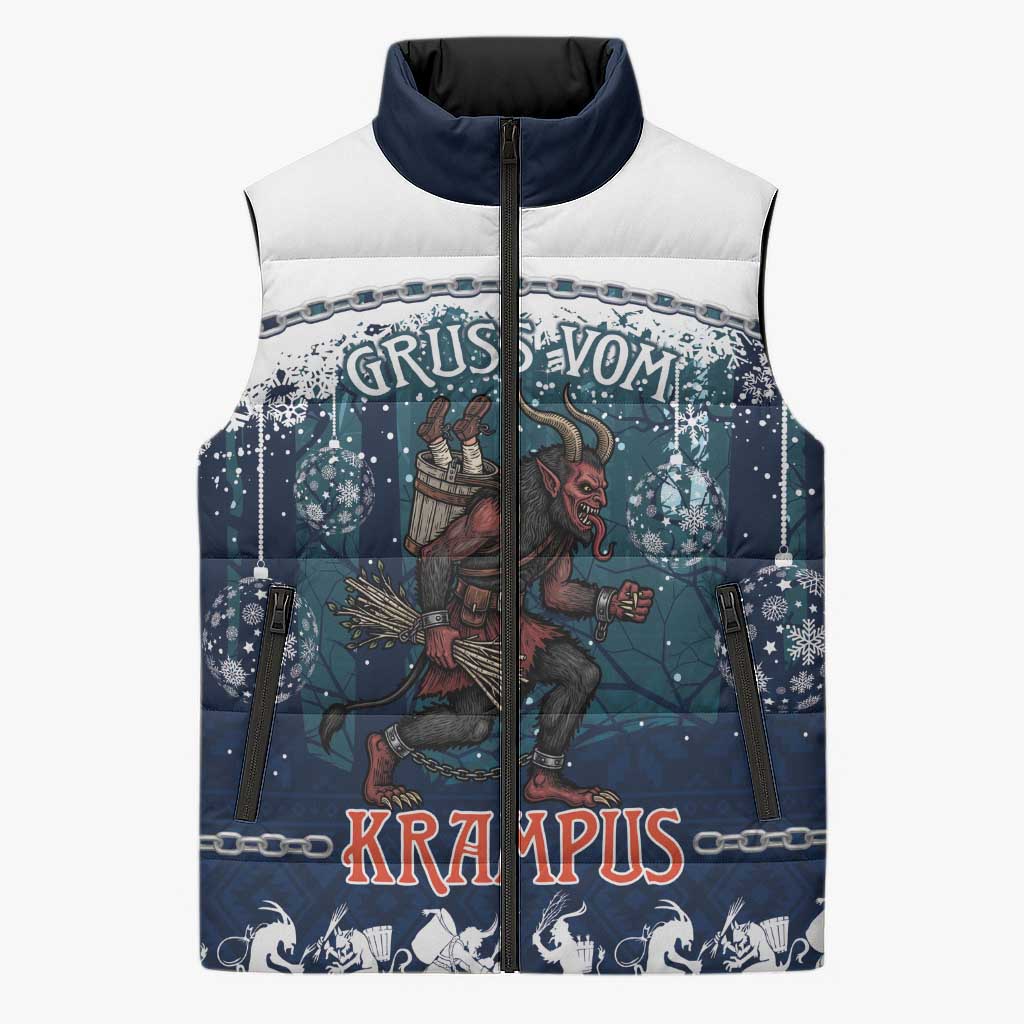 Gruss vom Krampus Christmas Sleeveless Puffer Jacket Creepy Xmas Devil - Wonder Print Shop