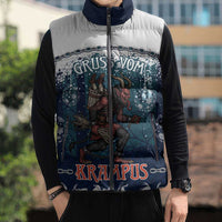 Gruss vom Krampus Christmas Sleeveless Puffer Jacket Creepy Xmas Devil - Wonder Print Shop