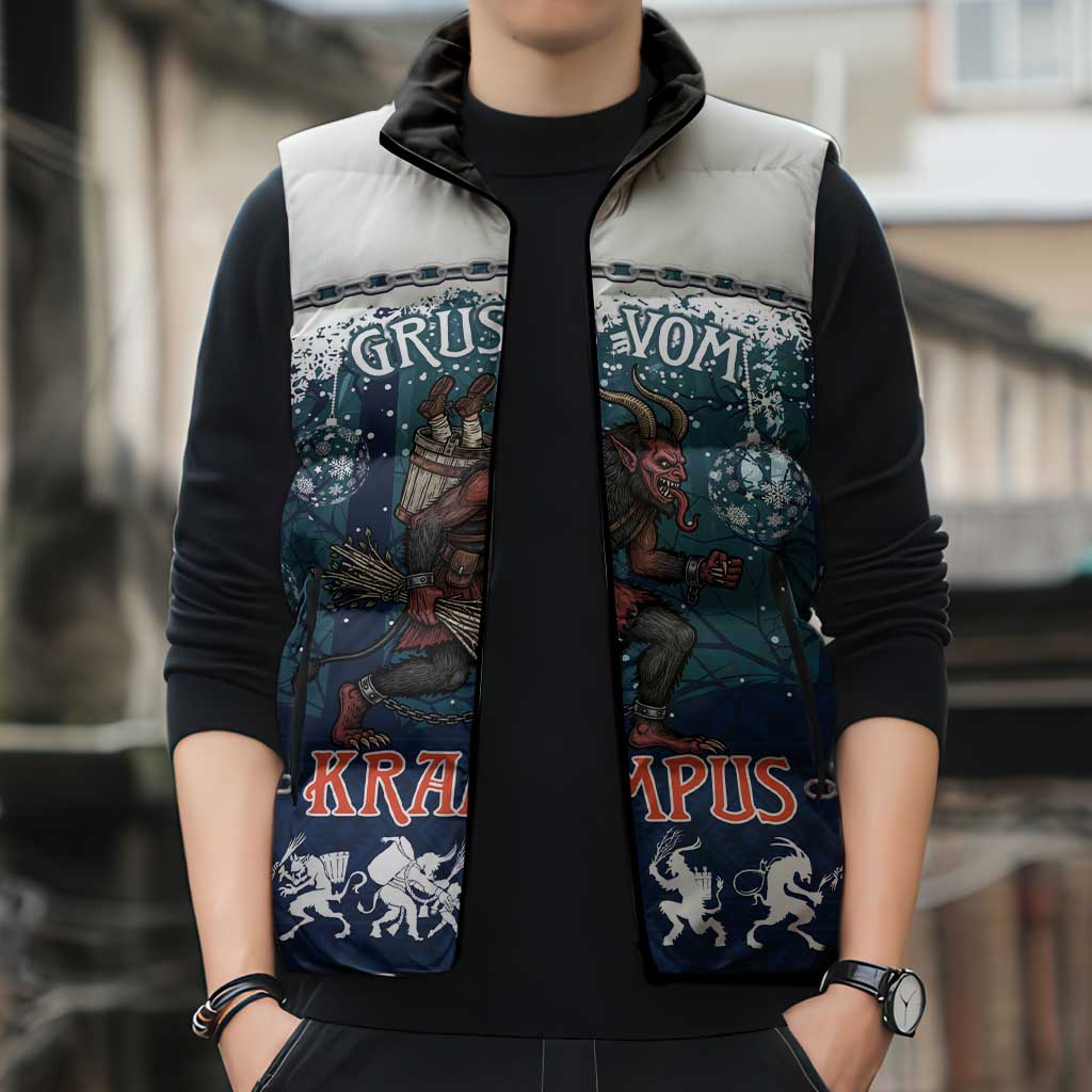Gruss vom Krampus Christmas Sleeveless Puffer Jacket Creepy Xmas Devil - Wonder Print Shop