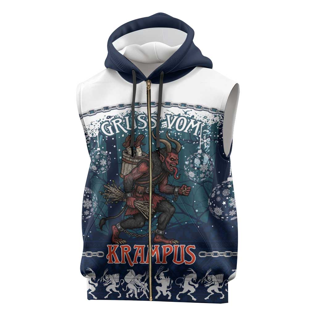 Gruss vom Krampus Christmas Sleeveless Zip Hoodie Creepy Xmas Devil - Wonder Print Shop