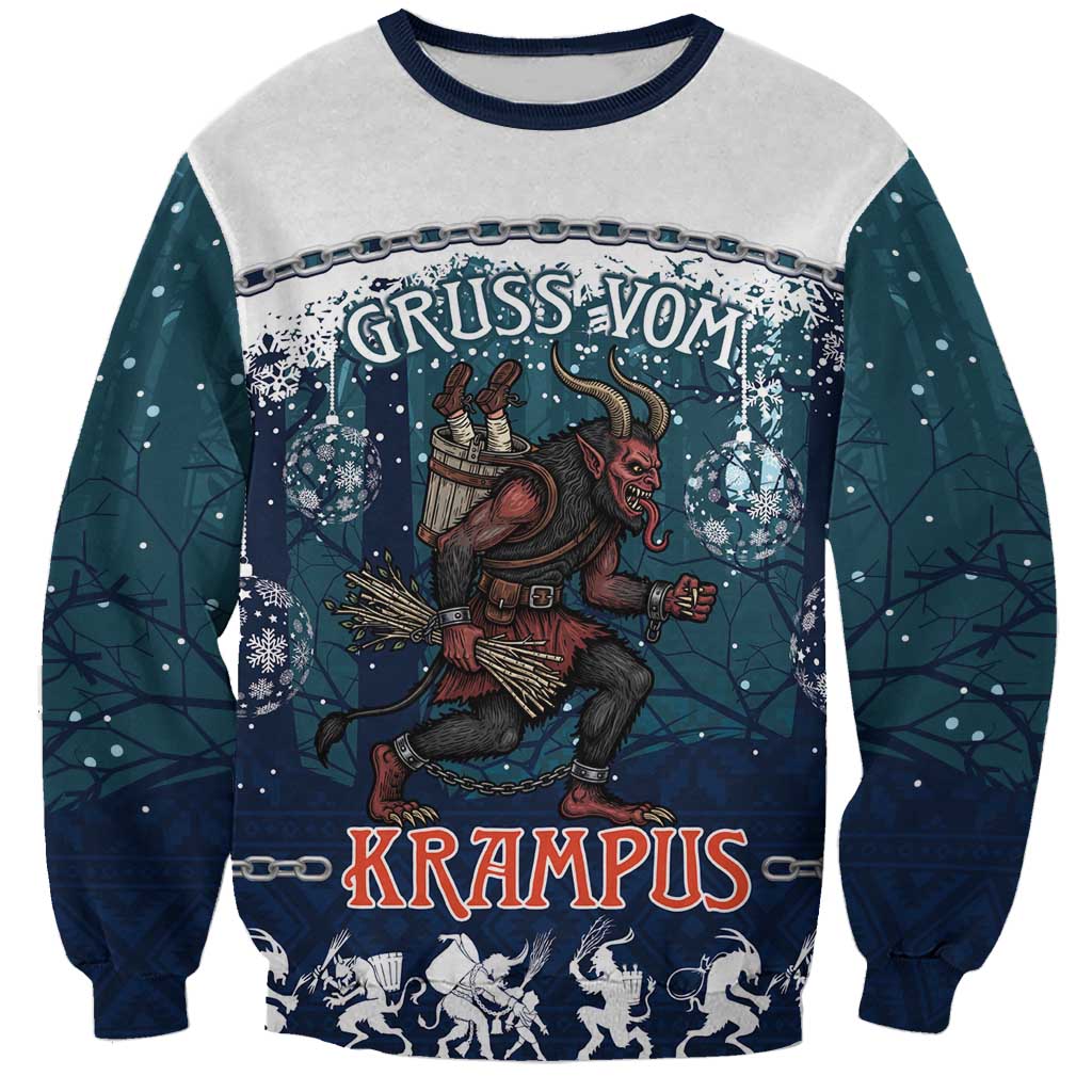 Gruss vom Krampus Christmas Sweatshirt Creepy Xmas Devil - Wonder Print Shop