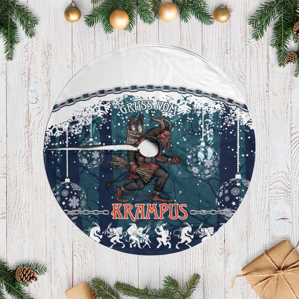 Gruss vom Krampus Christmas Tree Skirt Creepy Xmas Devil - Wonder Print Shop