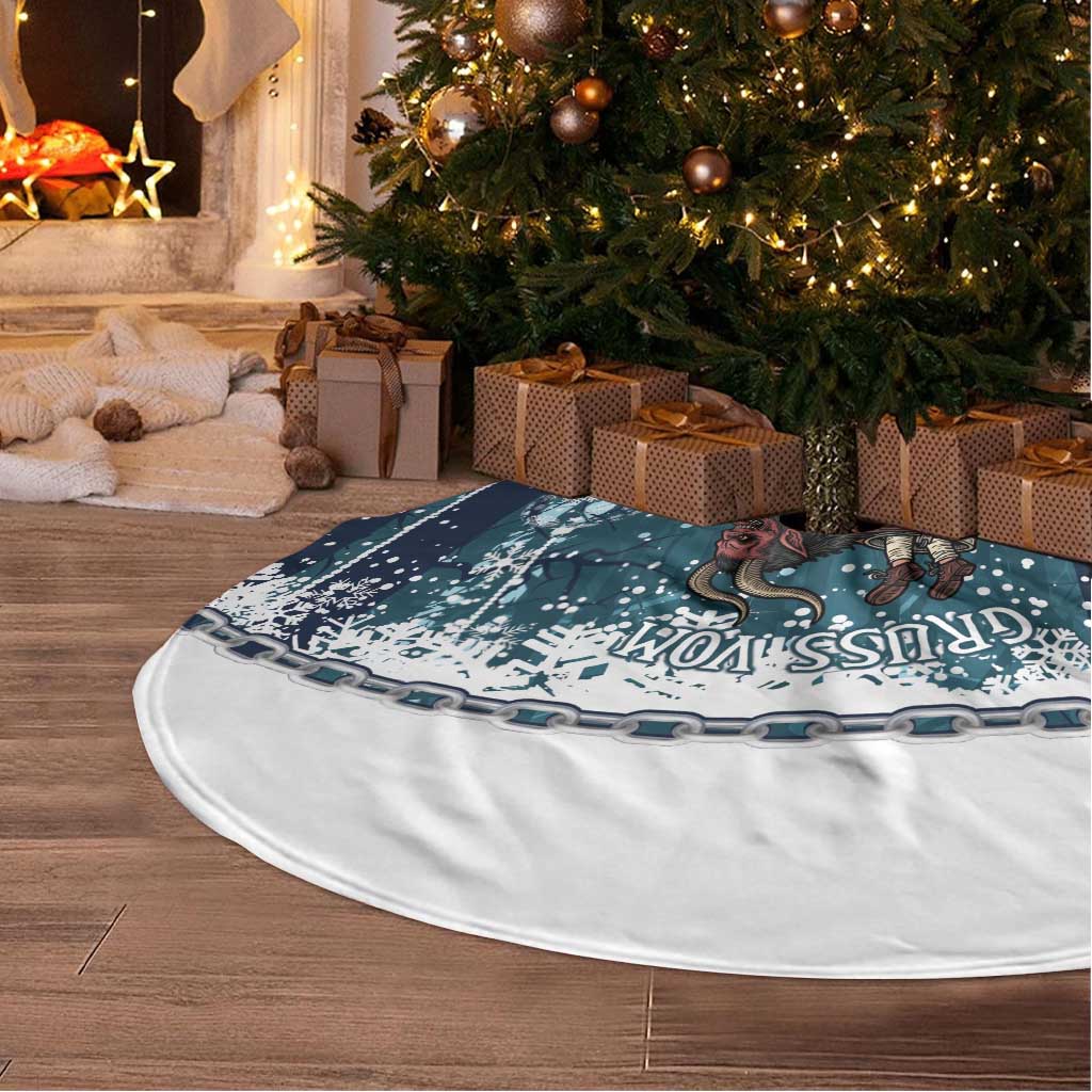 Gruss vom Krampus Christmas Tree Skirt Creepy Xmas Devil - Wonder Print Shop