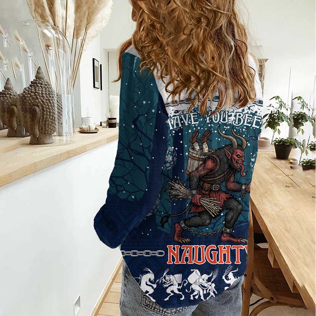 Gruss vom Krampus Christmas Women Casual Shirt Creepy Xmas Devil - Wonder Print Shop