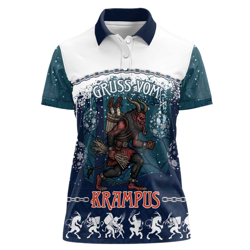 Gruss vom Krampus Christmas Women Polo Shirt Creepy Xmas Devil - Wonder Print Shop