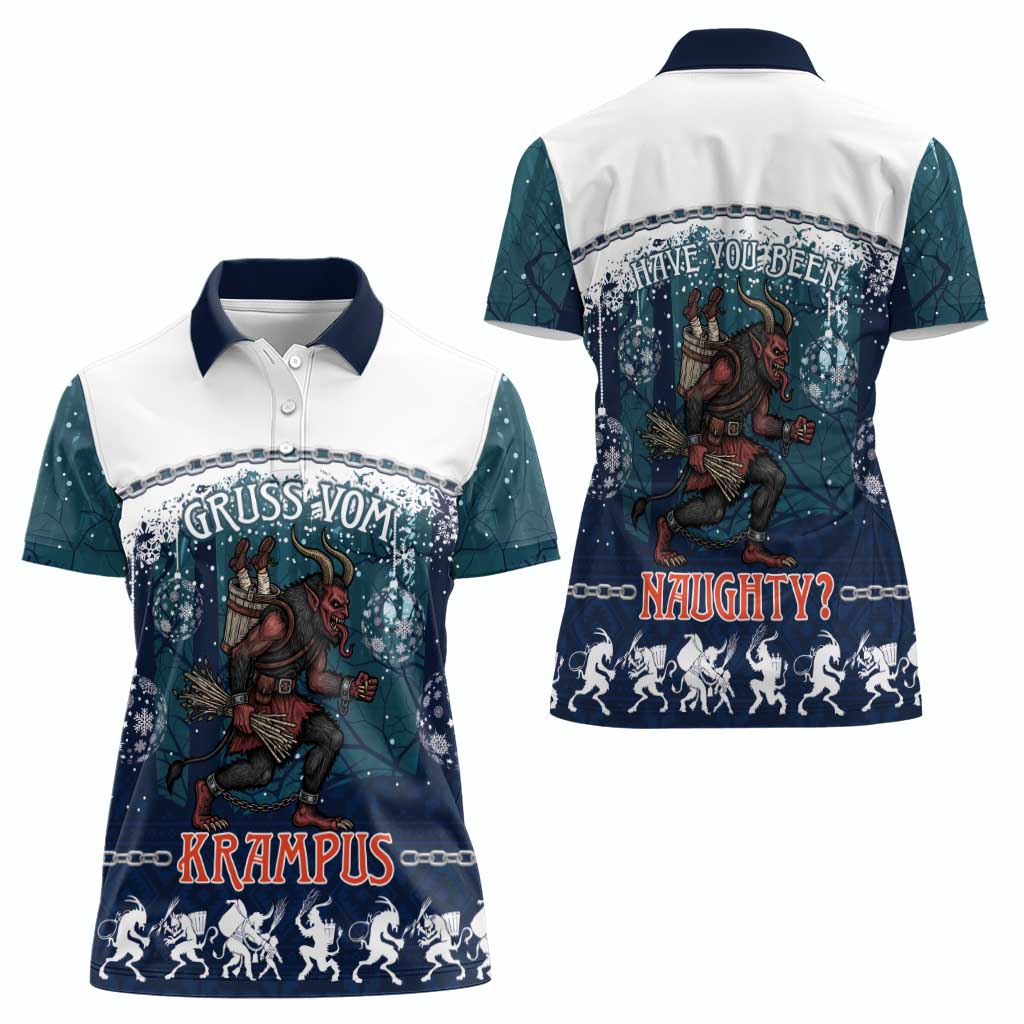 Gruss vom Krampus Christmas Women Polo Shirt Creepy Xmas Devil - Wonder Print Shop