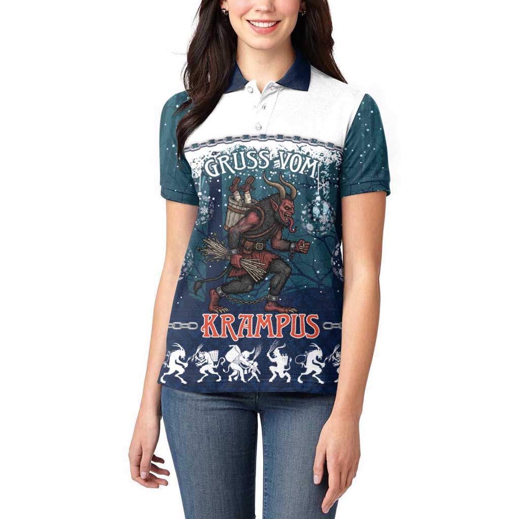 Gruss vom Krampus Christmas Women Polo Shirt Creepy Xmas Devil - Wonder Print Shop