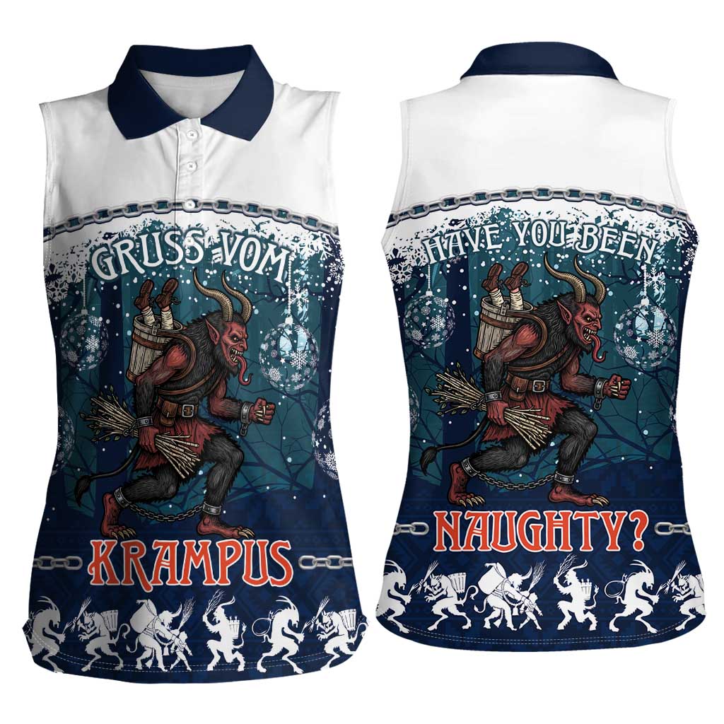 Gruss vom Krampus Christmas Women Sleeveless Polo Shirt Creepy Xmas Devil - Wonder Print Shop