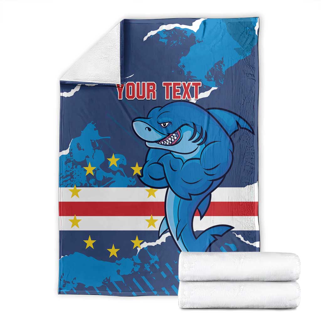 Custom Cape Verde Football Blanket Go Blue Sharks - Mascot Version