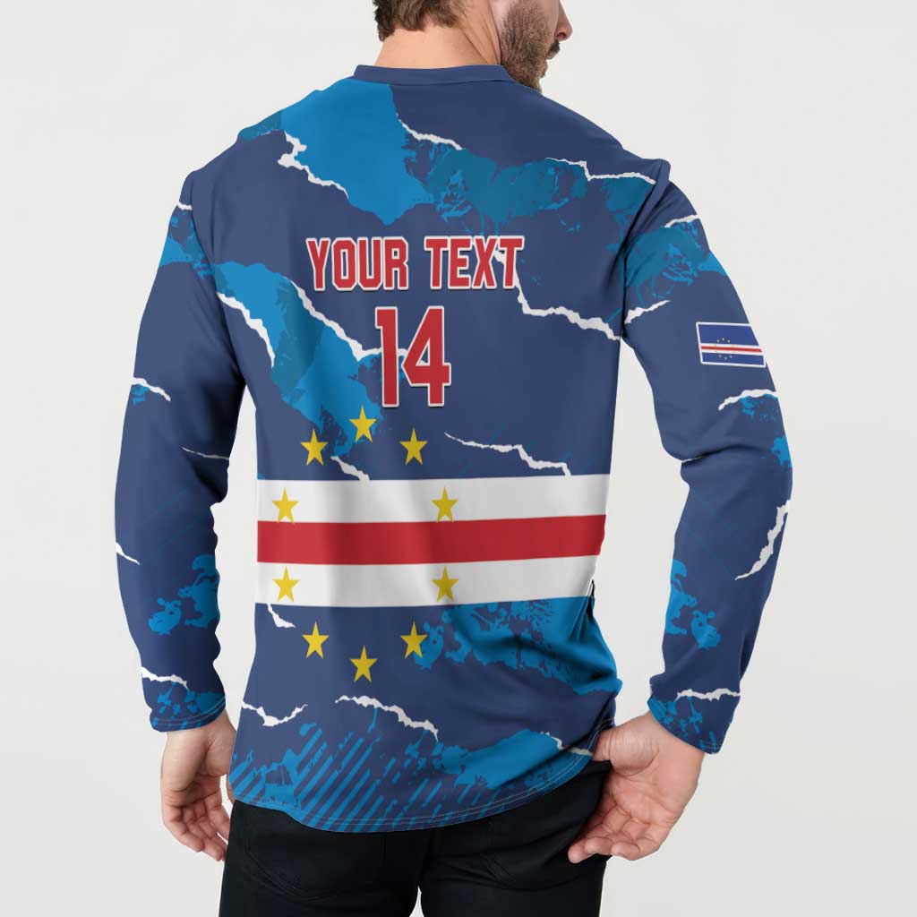 Custom Cape Verde Football Button Sweatshirt Go Blue Sharks - Mascot Version - Wonder Print Shop