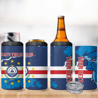 Custom Cape Verde Football 4 in 1 Can Cooler Tumbler Go Blue Sharks - Mascot Version - Wonder Print Shop