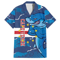 Custom Cape Verde Football Family Matching Off Shoulder Maxi Dress and Hawaiian Shirt Go Blue Sharks - Mascot Version - Wonder Print Shop